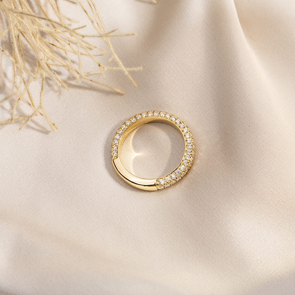 Round Cut Lab Grown Diamond Eternity D VVS 18K Yellow Gold Ring MSR-1685