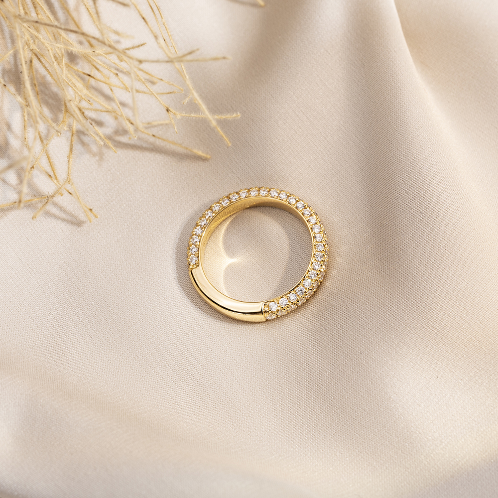 Round Cut Lab Grown Diamond Eternity D VVS 18K Yellow Gold Ring MSR-1685