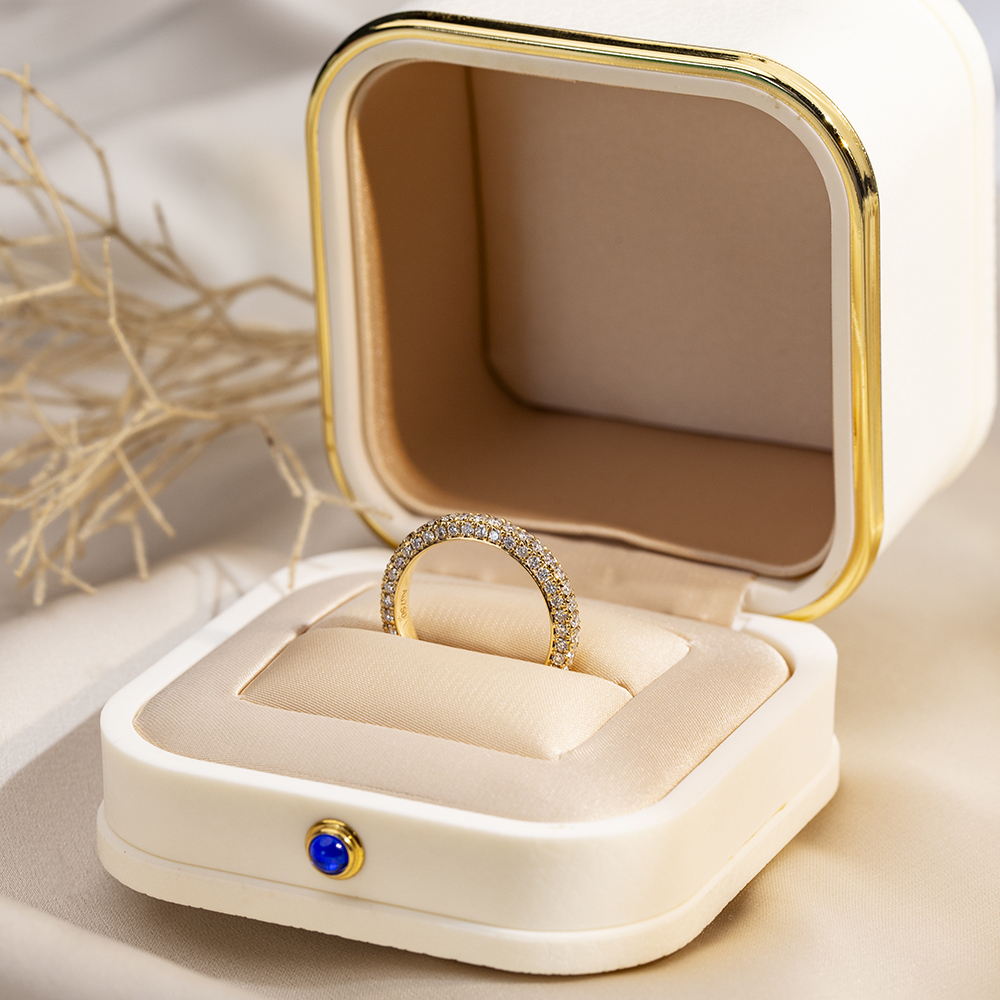 Round Cut Lab Grown Diamond Eternity D VVS 18K Yellow Gold Ring MSR-1685