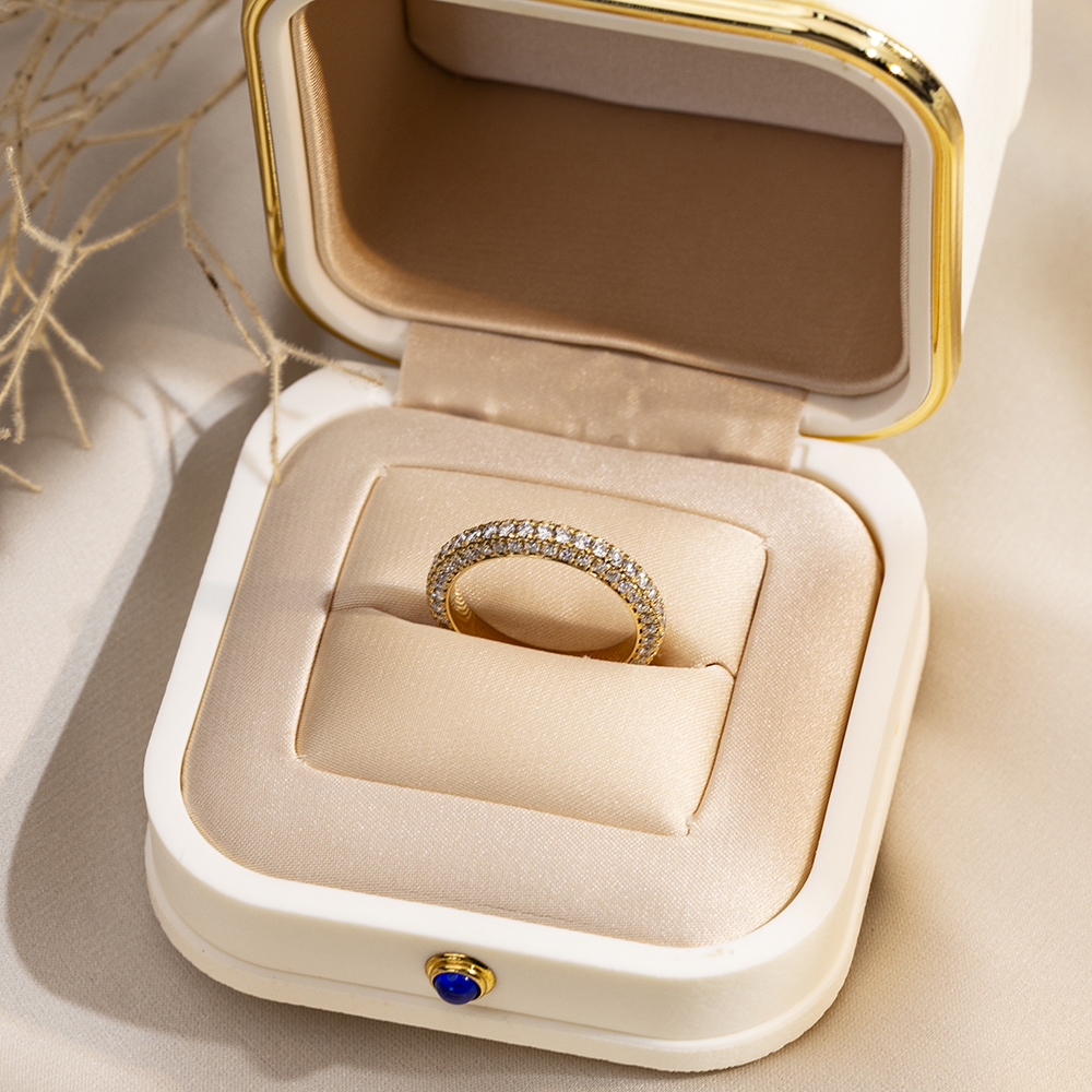 Round Cut Lab Grown Diamond Eternity D VVS 18K Yellow Gold Ring MSR-1685