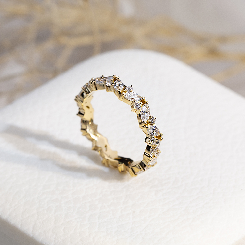 Marquise Lab Grown Diamond Half Eternity 18K White Gold Ring MSR-1684