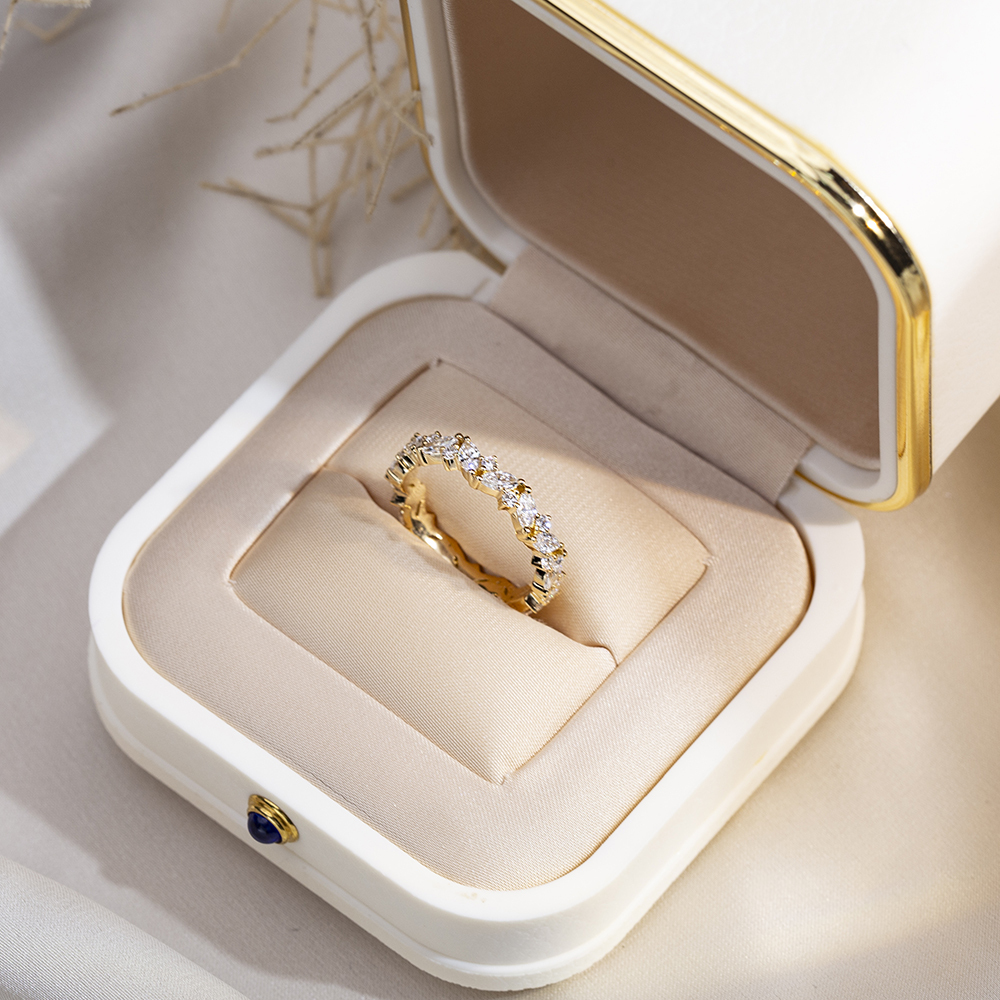 Marquise Lab Grown Diamond Half Eternity 18K White Gold Ring MSR-1684