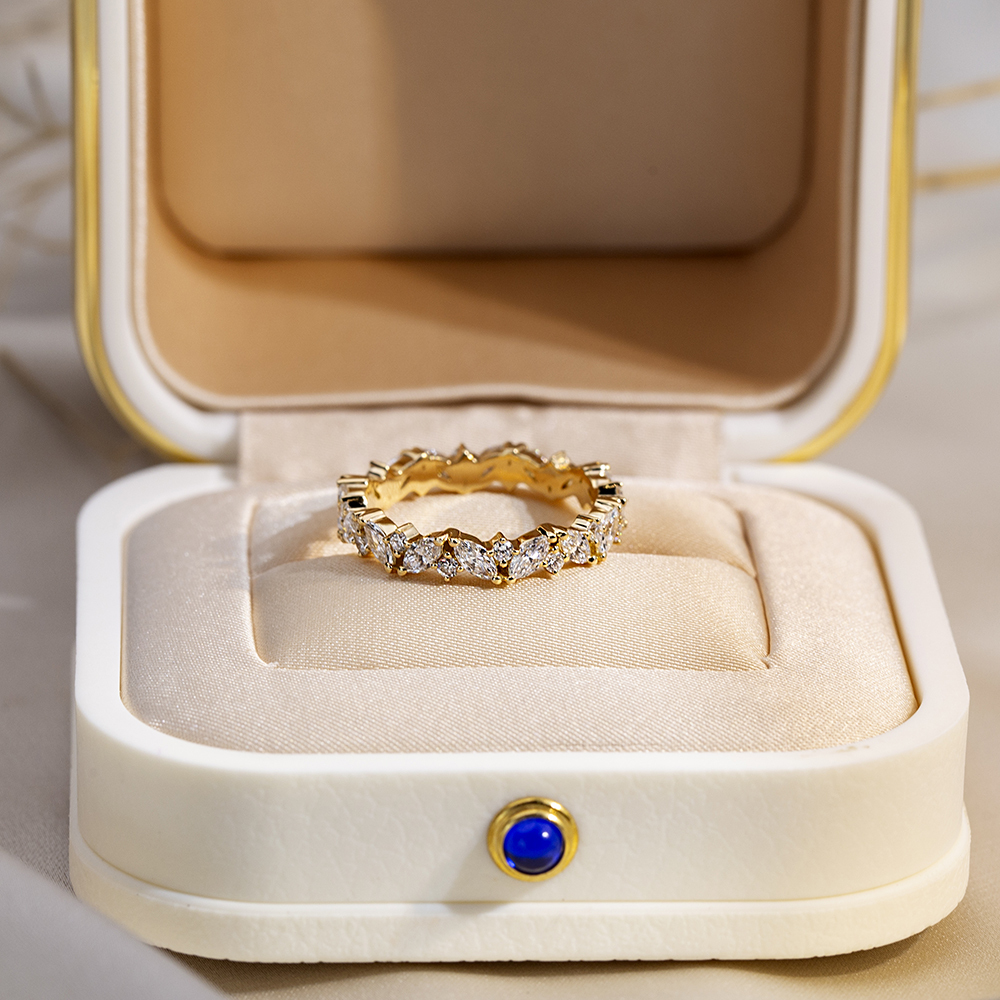 Marquise Lab Grown Diamond Half Eternity 18K White Gold Ring MSR-1684