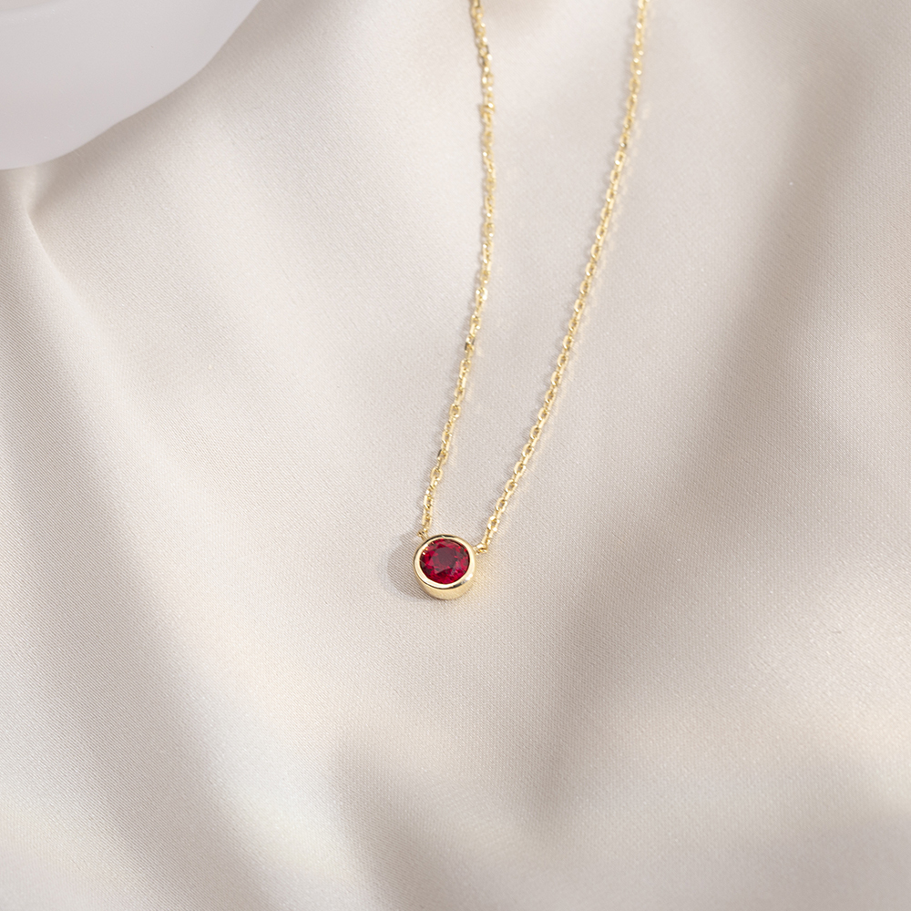 Round Shape Lab Ruby S925 Silver Necklace MSN-848