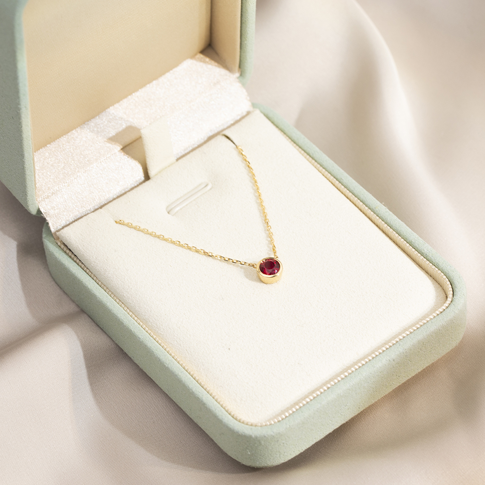 Round Shape Lab Ruby S925 Silver Necklace MSN-848
