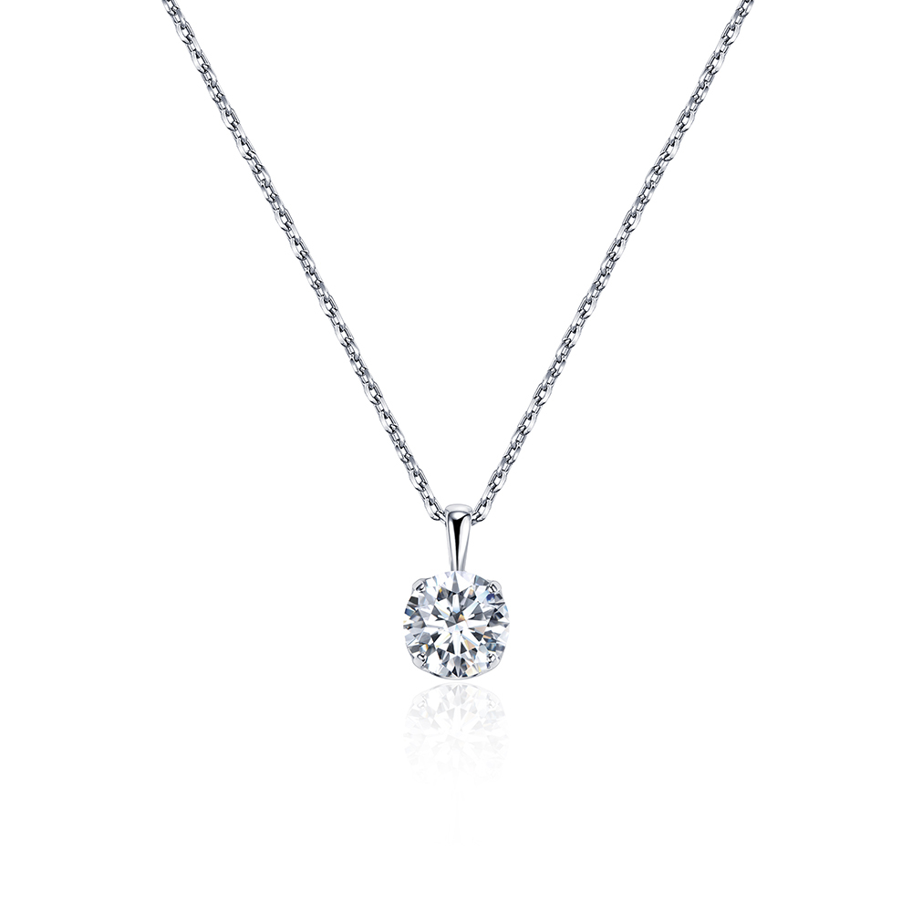 Round Shape Lab Diamond D VS1 2.08CT 18K White Gold Necklace MSN-849