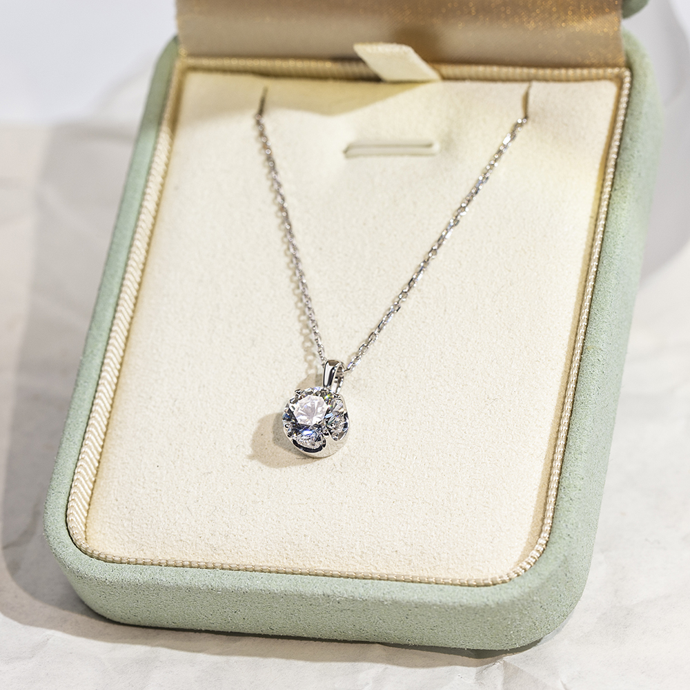 Round Shape Lab Diamond D VS1 2.08CT 18K White Gold Necklace MSN-849
