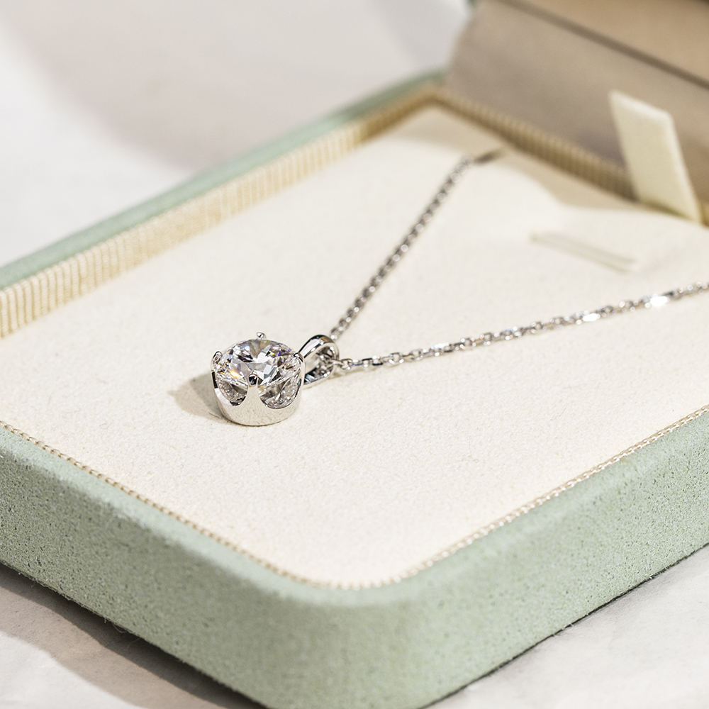 Round Shape Lab Diamond D VS1 2.08CT 18K White Gold Necklace MSN-849