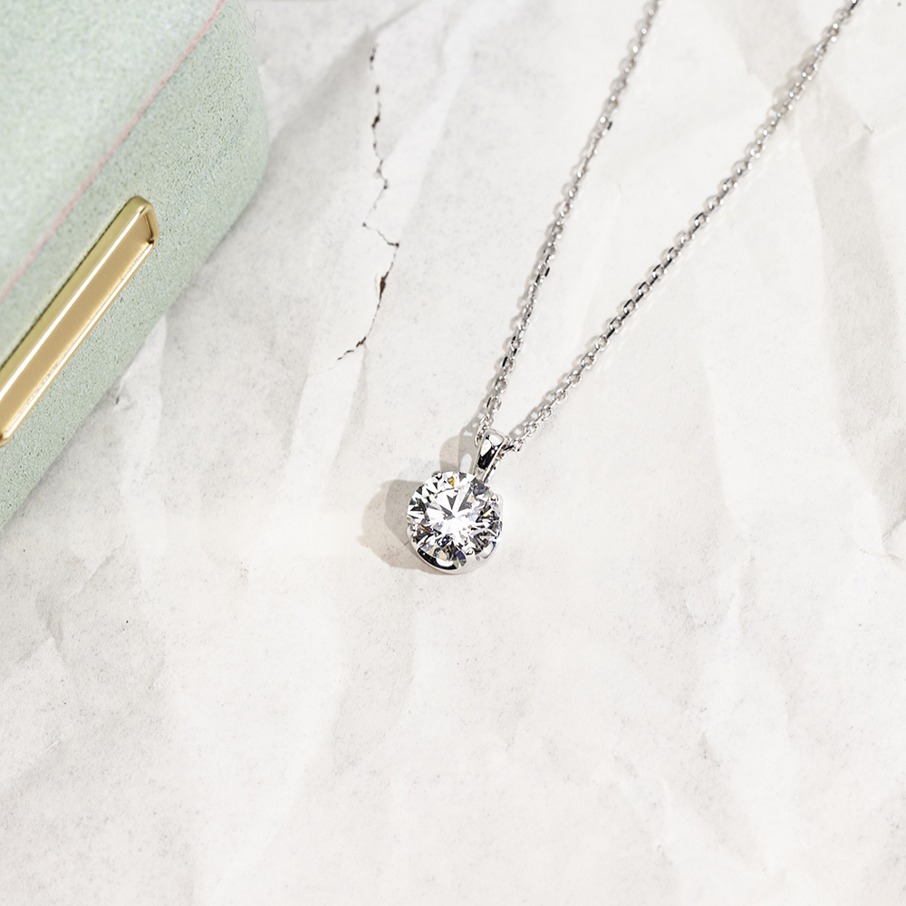 Round Shape Lab Diamond D VS1 2.08CT 18K White Gold Necklace MSN-849