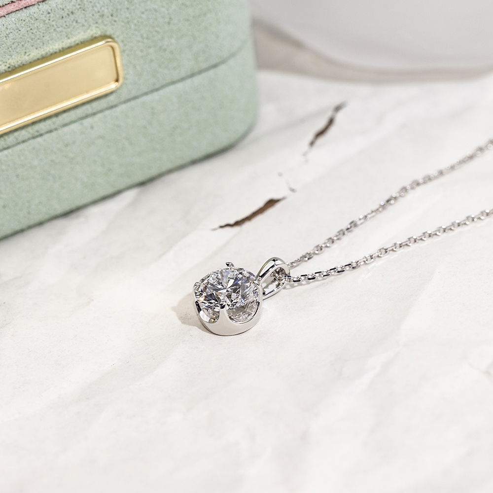 Round Shape Lab Diamond D VS1 2.08CT 18K White Gold Necklace MSN-849