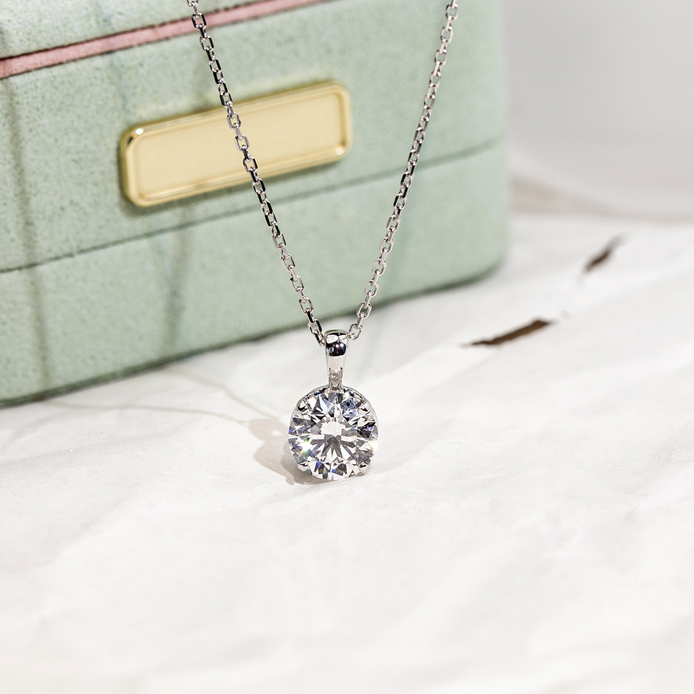 Round Shape Lab Diamond D VS1 2.08CT 18K White Gold Necklace MSN-849