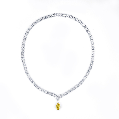 MissDiamond Pear Cut Lab Grown Diamond 3.02CT 18K White Gold Pendant Necklace MSN-886