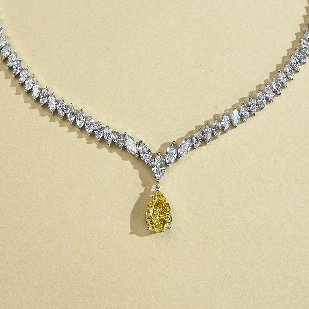 MissDiamond Pear Cut Lab Grown Diamond 3.02CT 18K White Gold Pendant Necklace MSN-886