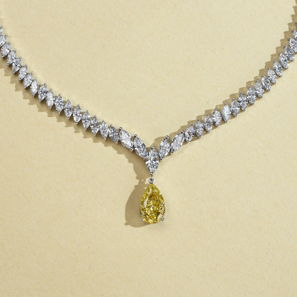 MissDiamond Pear Cut Lab Grown Diamond 3.02CT 18K White Gold Pendant Necklace MSN-886