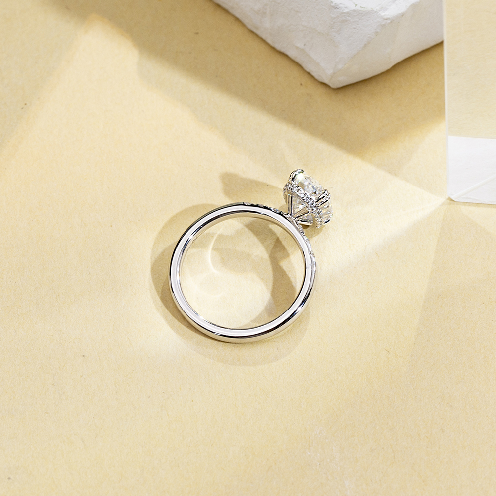 Oval Cut Lab Grown Diamond 1.02CT Halo E VVS2 18K White Gold Ring MSR-1687