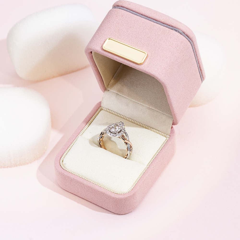 Pear Cut Lab Grown Diamond 1.02CT Halo E VVS2 18K White Gold Ring MSR-1688
