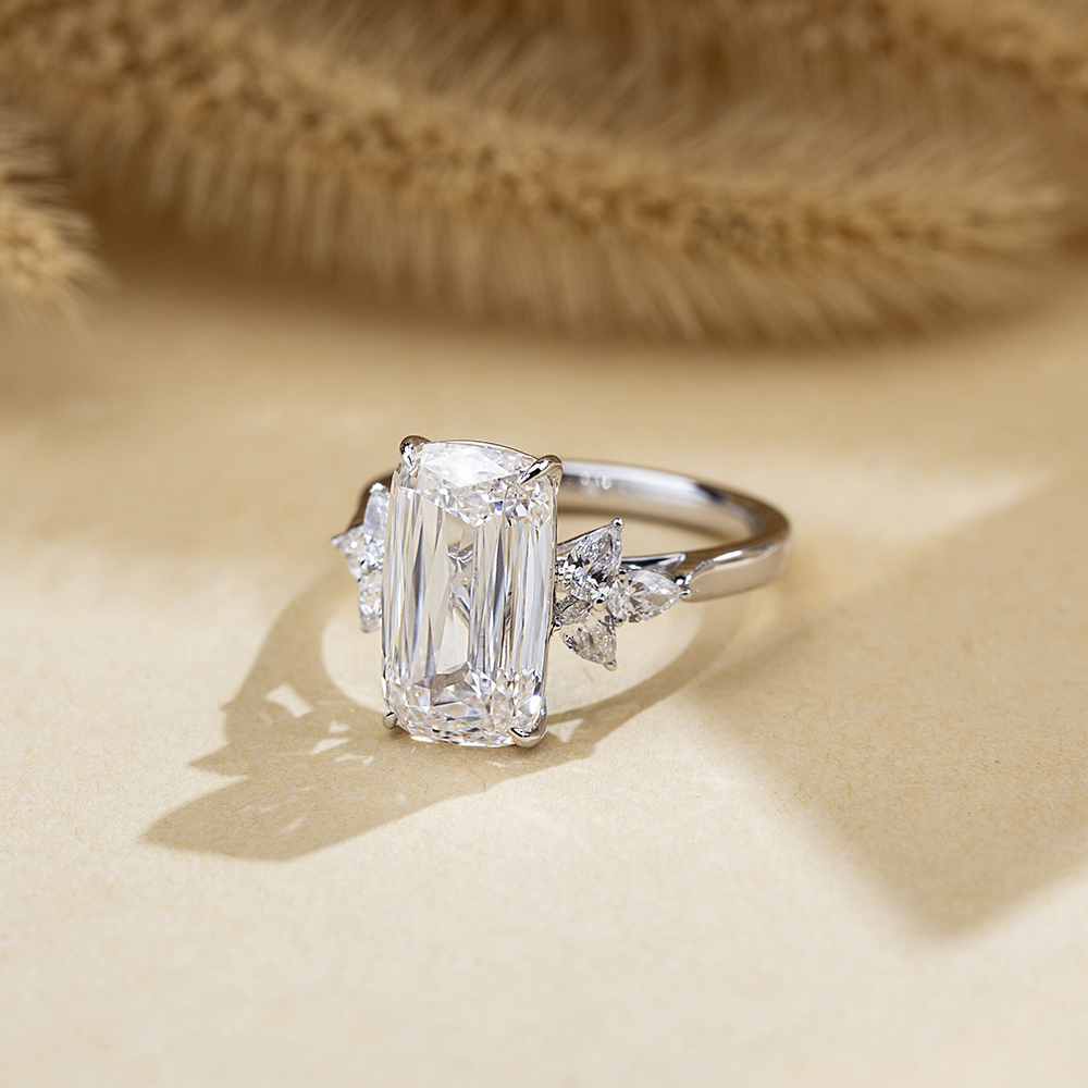 MissDiamond Ashoka Cut Lab Grown Diamond 7CT Solitaire F VVS2 18K White Gold Ring MSR-1689