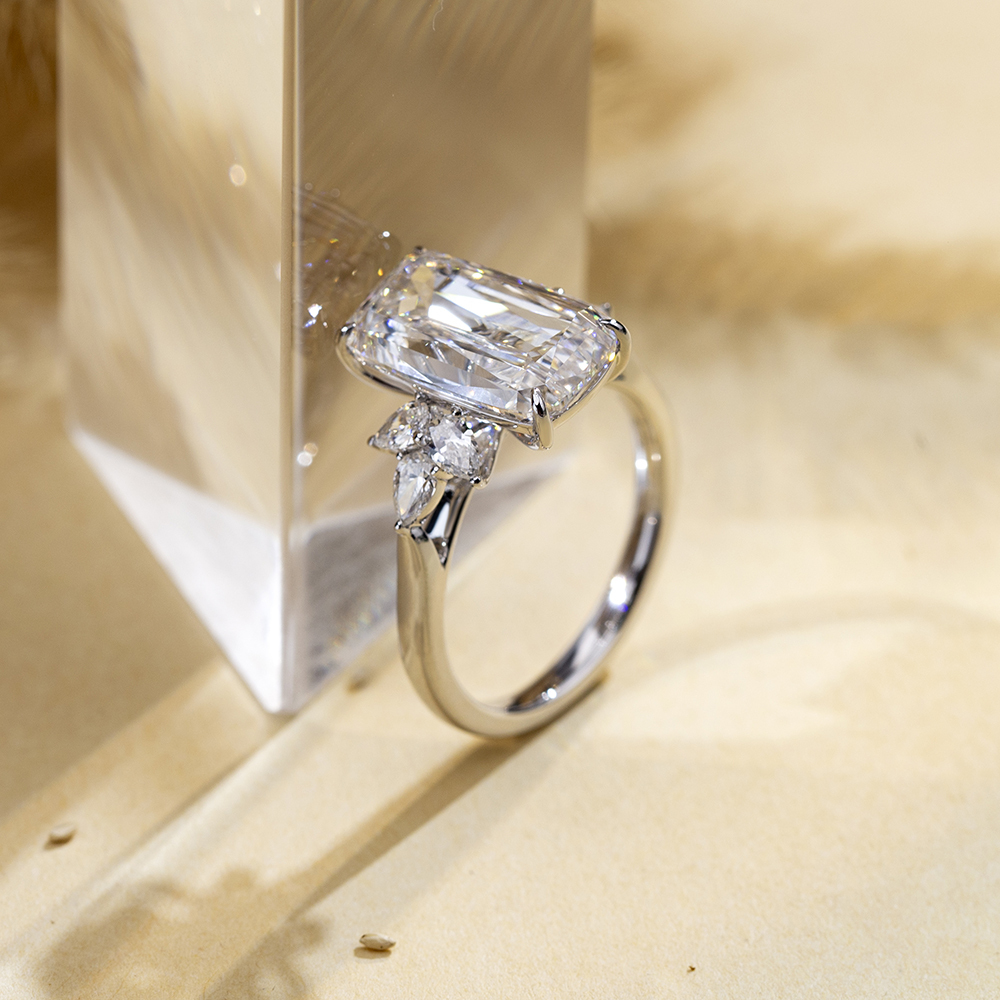 MissDiamond Ashoka Cut Lab Grown Diamond 7CT Solitaire F VVS2 18K White Gold Ring MSR-1689