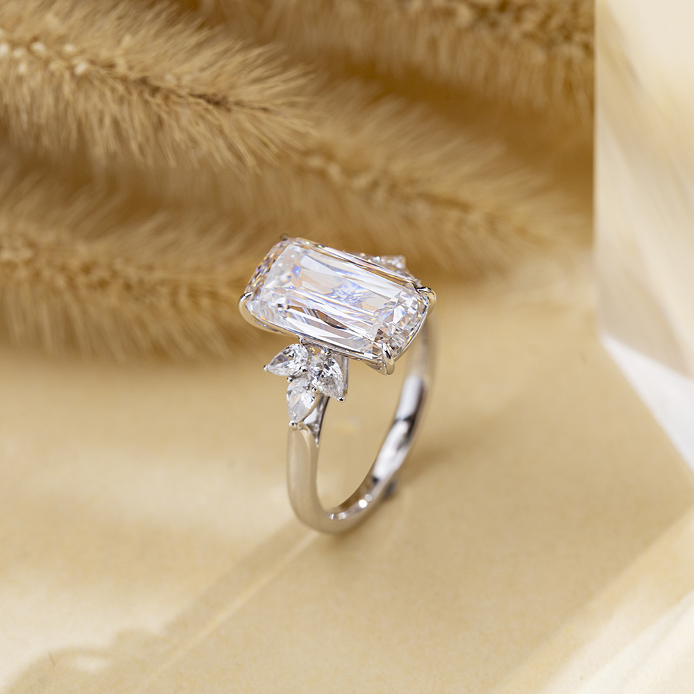 MissDiamond Ashoka Cut Lab Grown Diamond 7CT Solitaire F VVS2 18K White Gold Ring MSR-1689