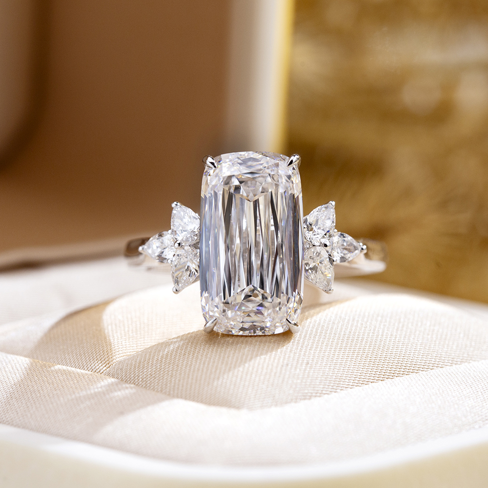 MissDiamond Ashoka Cut Lab Grown Diamond 7CT Solitaire F VVS2 18K White Gold Ring MSR-1689