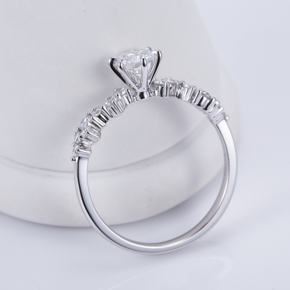 MissDiamond Round Cut Lab Grown Diamond 1.05CT Platinum Accented Solitaire Ring MSR-743