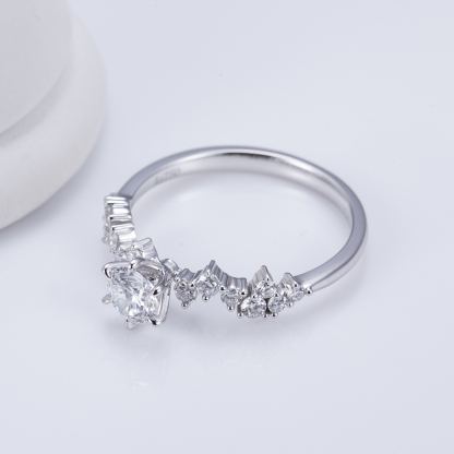 MissDiamond Round Cut Lab Grown Diamond 1.05CT Platinum Accented Solitaire Ring MSR-743