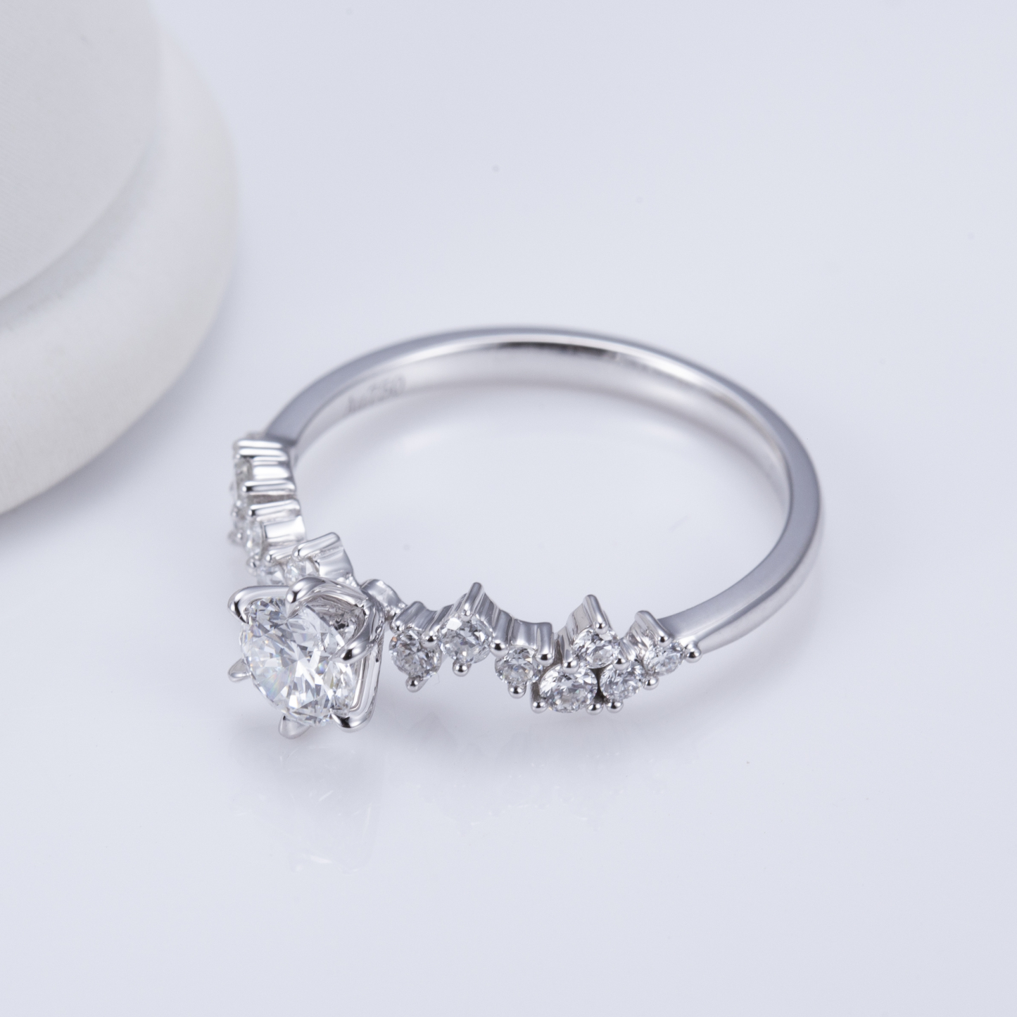 MissDiamond Round Cut Lab Grown Diamond 1.05CT Platinum Accented Solitaire Ring MSR-743