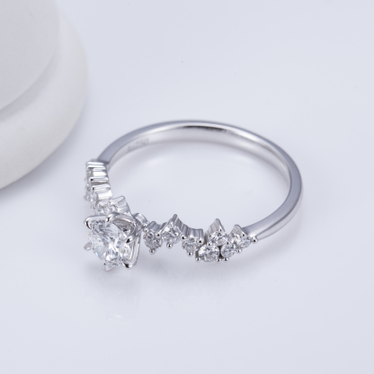 MissDiamond Round Cut Lab Grown Diamond 1.05CT Platinum Accented Solitaire Ring MSR-743