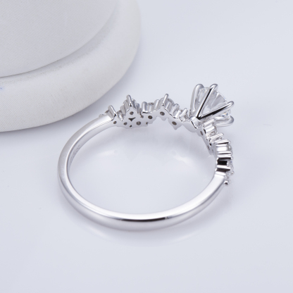 MissDiamond Round Cut Lab Grown Diamond 1.05CT Platinum Accented Solitaire Ring MSR-743