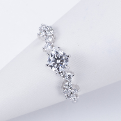 MissDiamond Round Cut Lab Grown Diamond 1.05CT Platinum Accented Solitaire Ring MSR-743