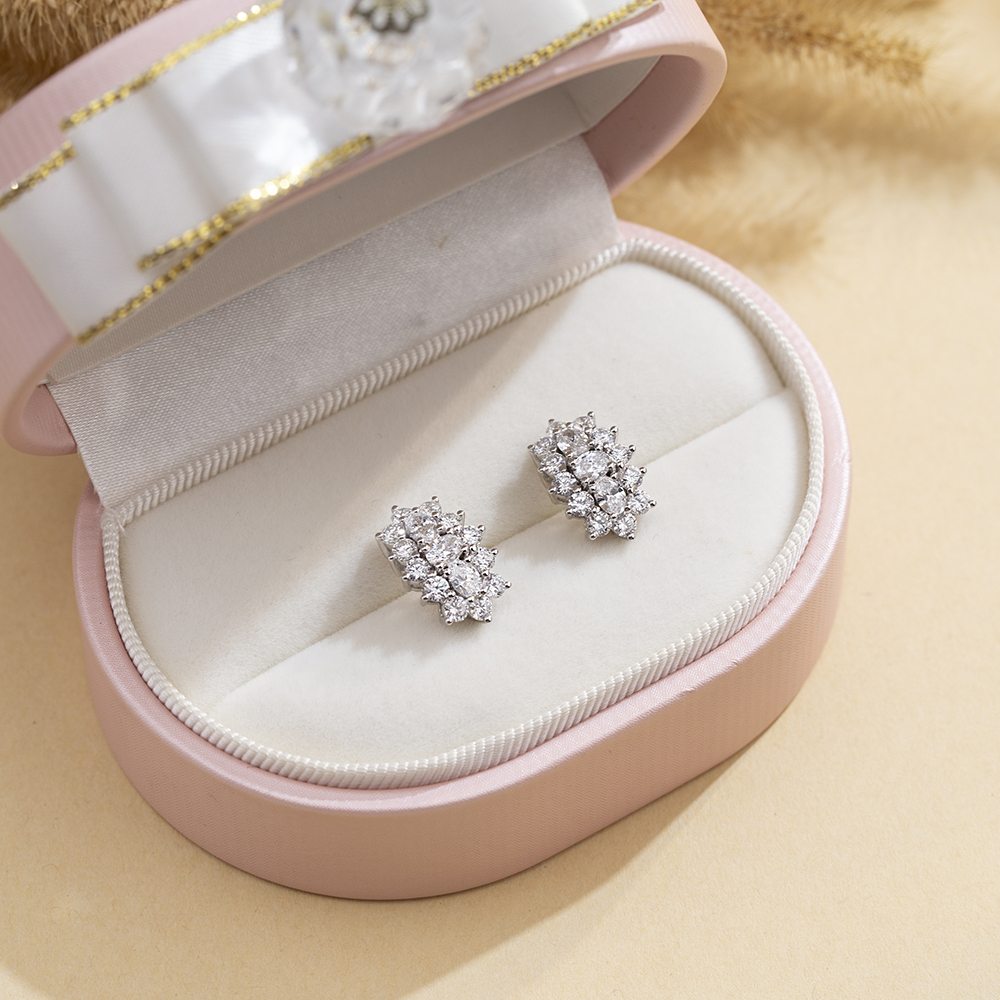 Oval Shape Lab Grown Diamond E VVS1 14K White Gold Studs Earrings MSE-780