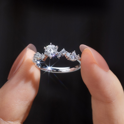 MissDiamond Round Cut Lab Grown Diamond 1.05CT Platinum Accented Solitaire Ring MSR-743