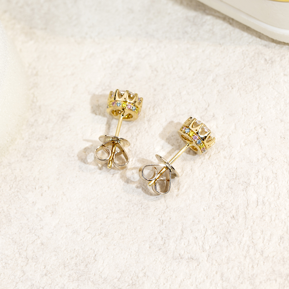 Round Shape Lab Grown Diamond 1.5 Carats D VVS2 18K Gold Studs Earrings MSE-782