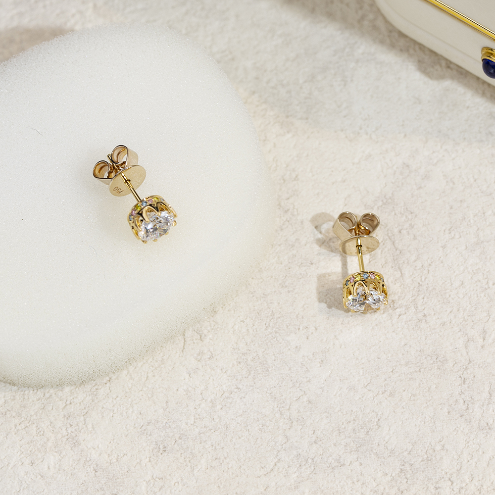 Round Shape Lab Grown Diamond 1.5 Carats D VVS2 18K Gold Studs Earrings MSE-782