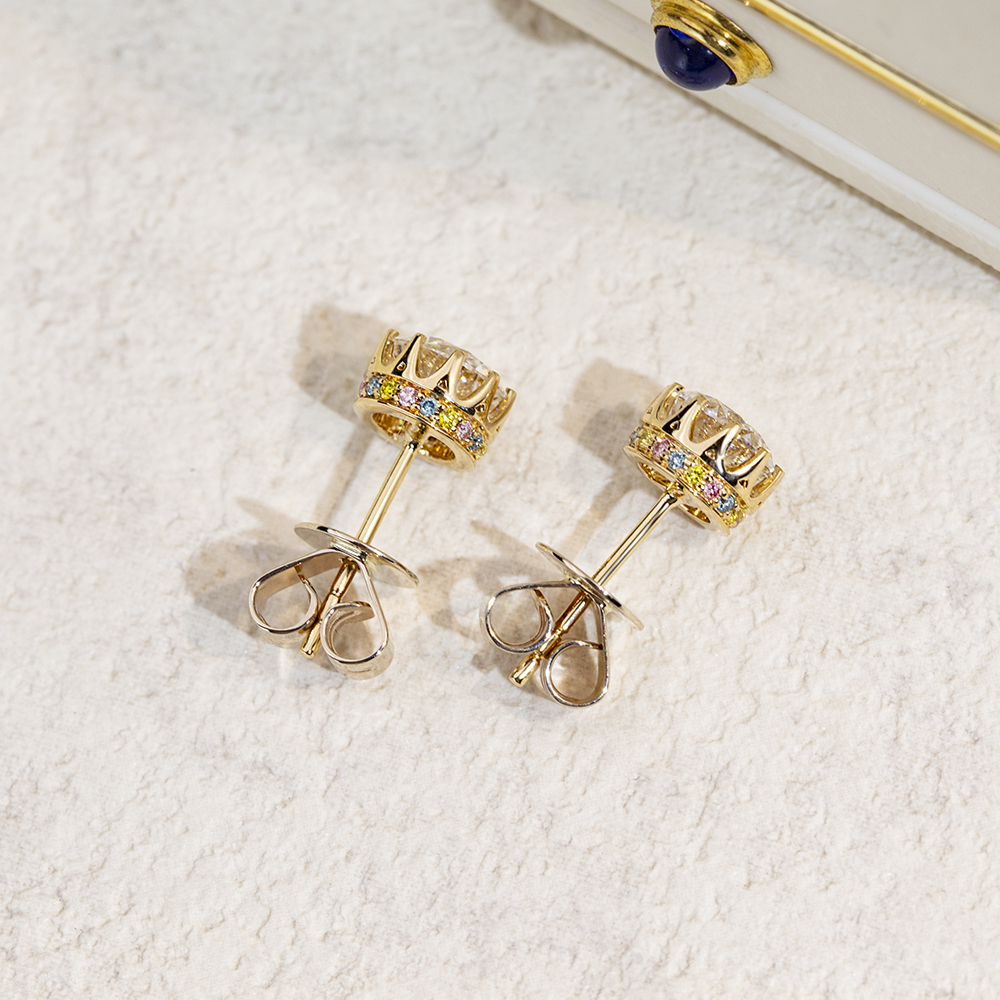 Round Shape Lab Grown Diamond 1.5 Carats D VVS2 18K Gold Studs Earrings MSE-782
