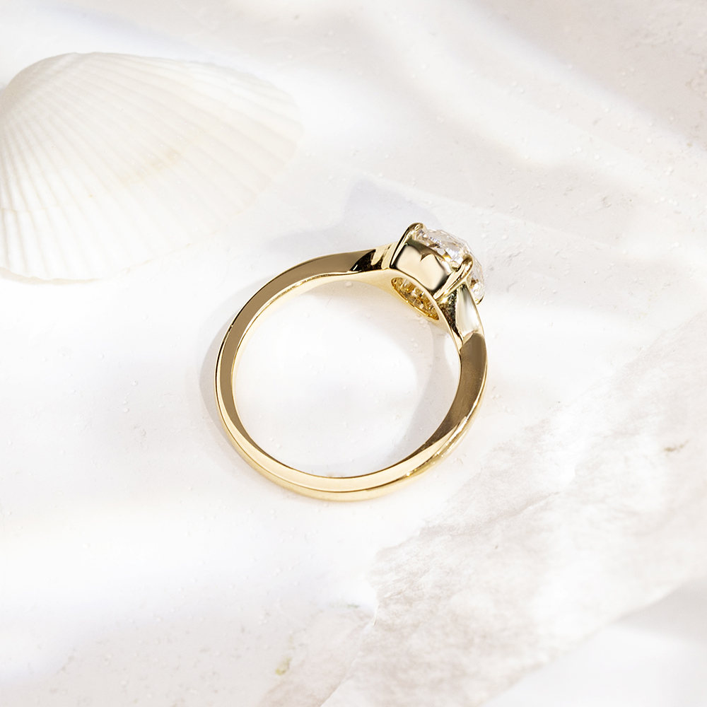 MissDiamond Rose Cut Lab Grown Diamond 2CT Solitaire D VVS2 18K Yellow Gold Ring MSR-1714