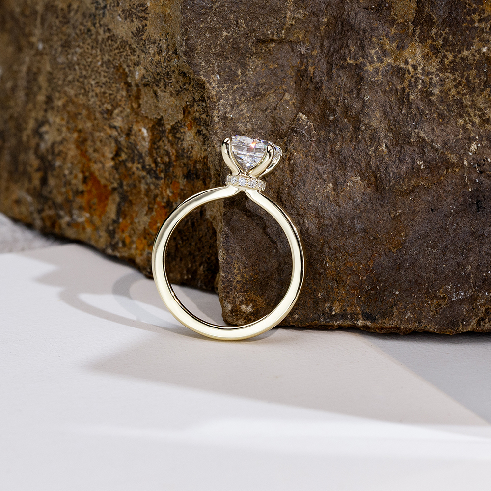 MissDiamond Cushion Cut Lab Grown Diamond 1.5CT Solitaire D VVS2 18K Yellow Gold Ring MSR-1699