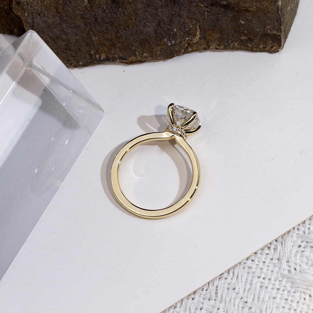 MissDiamond Cushion Cut Lab Grown Diamond 1.5CT Solitaire D VVS2 18K Yellow Gold Ring MSR-1699