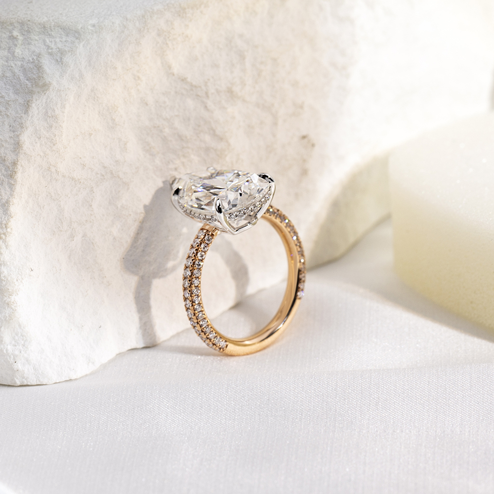 MissDiamond Pear Cut Lab Grown Diamond 7CT Hidden Halo E VVS2 18K White Gold Ring MSR-1704