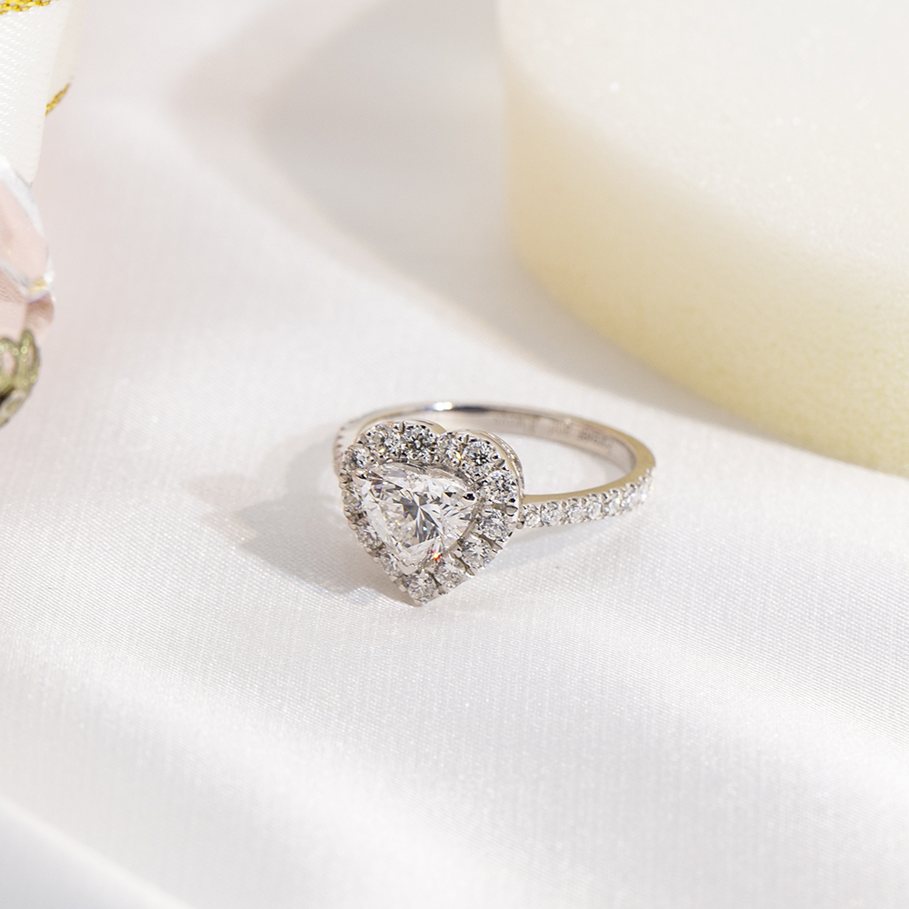 MissDiamond Heart Cut Lab Grown Diamond 1CT Halo E VS118K White Gold Ring MSR-1705