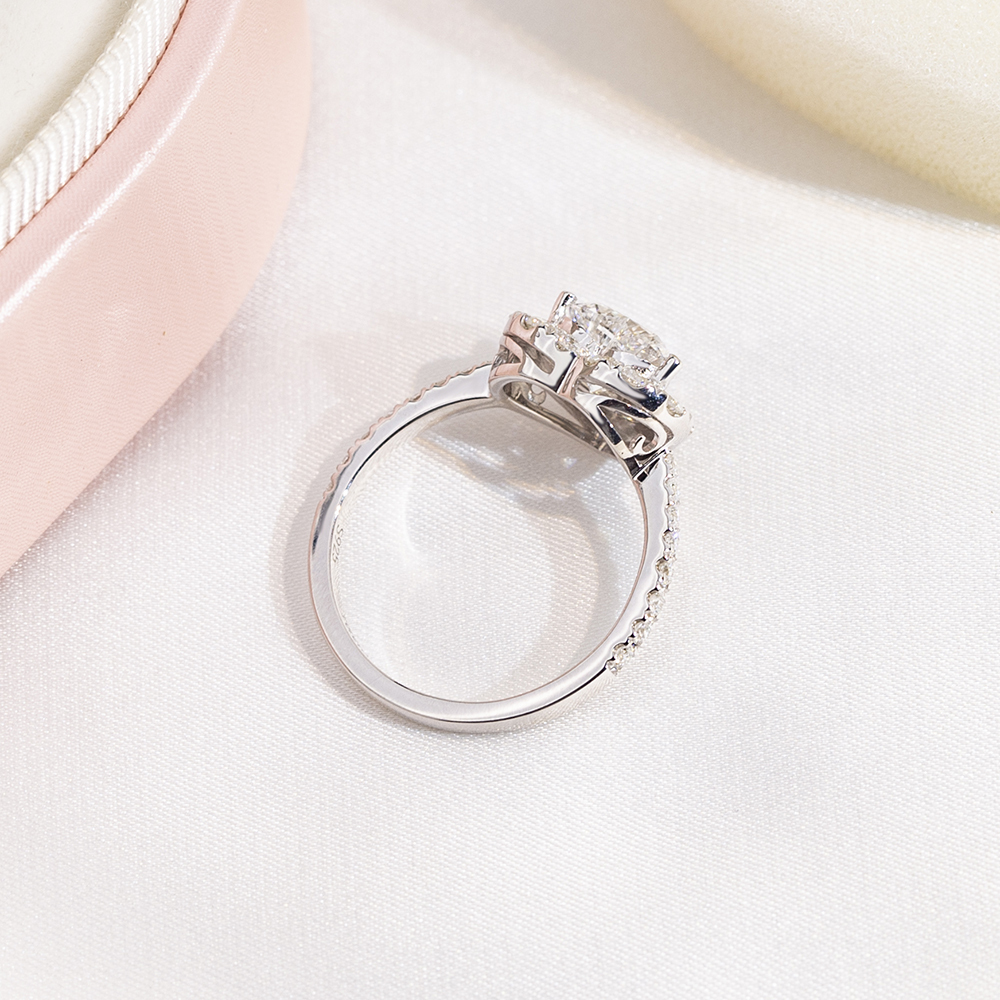 MissDiamond Heart Cut Lab Grown Diamond 1CT Halo E VS118K White Gold Ring MSR-1705