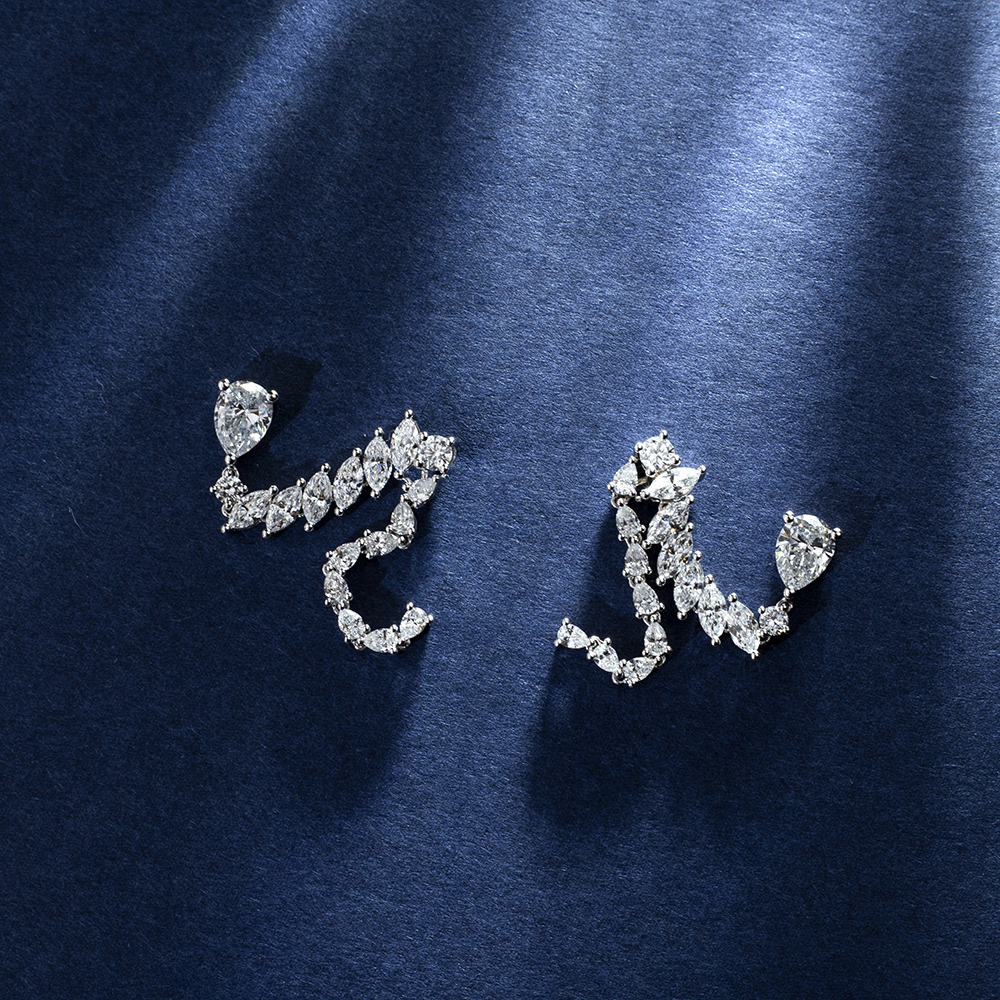 MissDiamond Pear Shape Lab Grown Diamond D VVS2 18K White Gold Drop Earrings MSE-784