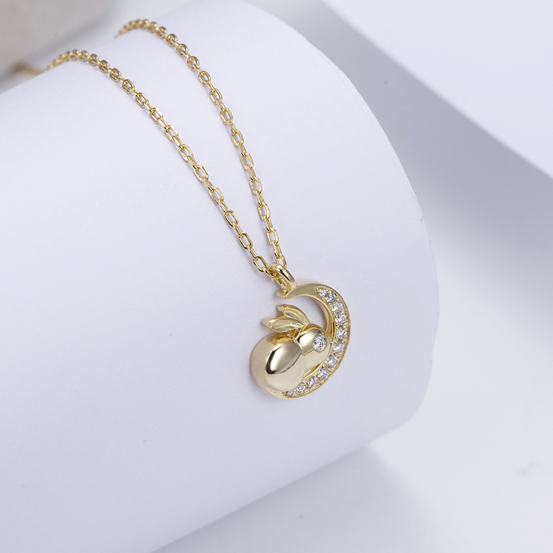 MissDiamond Lab Grown Diamond 0.09CT S925 Silver Yellow Color Pendant Necklace MSNS-010