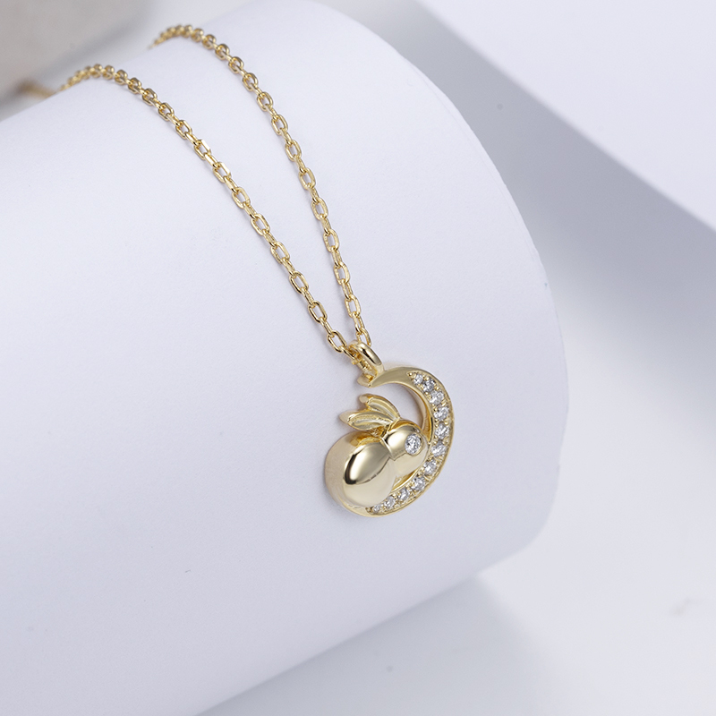 MissDiamond Lab Grown Diamond 0.09CT S925 Silver Yellow Color Pendant Necklace MSNS-010