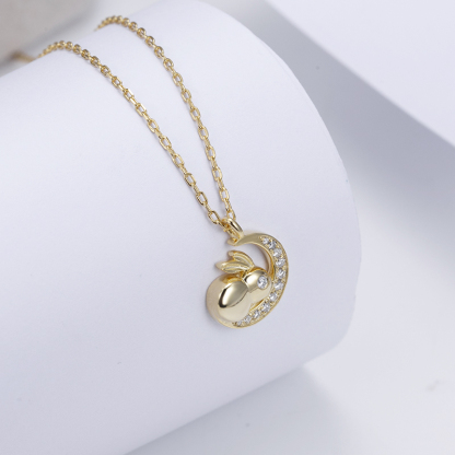 MissDiamond Lab Grown Diamond 0.09CT S925 Silver Yellow Color Pendant Necklace MSNS-010