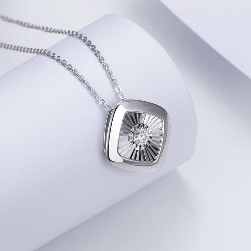MissDiamond Lab Grown Diamond 0.3CT S925 White Silver Pendant Necklace MSNS-005