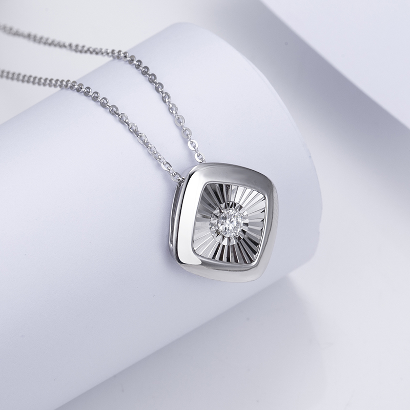MissDiamond Lab Grown Diamond 0.3CT S925 White Silver Pendant Necklace MSNS-005