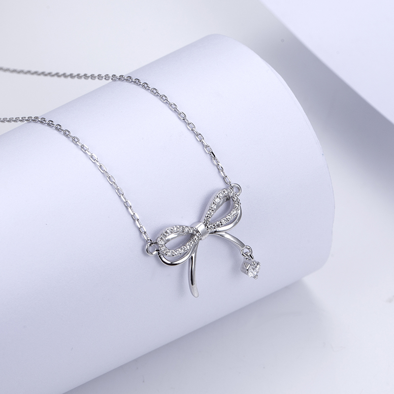 MissDiamond Lab Grown Diamond 0.1CT S925 White Silver Pendant Necklace MSNS-011