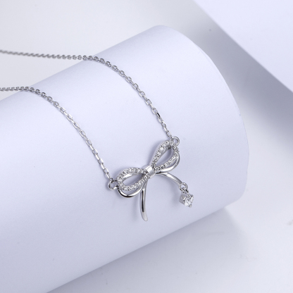 MissDiamond Lab Grown Diamond 0.1CT S925 White Silver Pendant Necklace MSNS-011