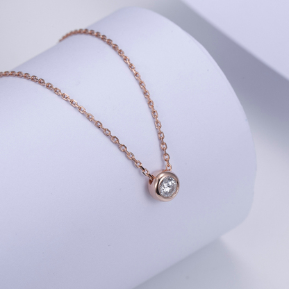 MissDiamond Lab Grown Diamond 0.2CT S925 Silver Rose Color Pendant Necklace MSNS-004